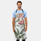 Tropische  roze flamingo, bananenbomen en schort (Gedragen)