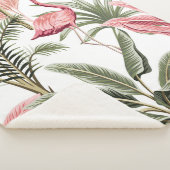 Tropische  roze flamingo, bananenbomen en sherpa deken (3/4)