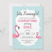 Tropische roze flamingo Beach Birthday Invitation Kaart (Voorkant)