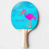 Tropische roze flamingo blauwe zee monogram tafeltennisbatje (Voorkant)