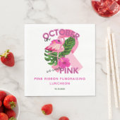 Tropische roze flamingo borstkanker fondsenwerving servet (Insitu)