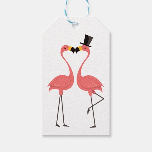 Tropische Roze Flamingo Bruiloft Zomer Cadeaulabel (Voorkant)