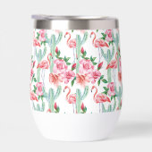 Tropische Roze Flamingo Cactus Rozen Monogrammed (Rechts)