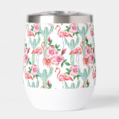 Tropische Roze Flamingo Cactus Rozen Monogrammed (Voorkant)