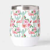 Tropische Roze Flamingo Cactus Rozen Monogrammed (Achterkant)