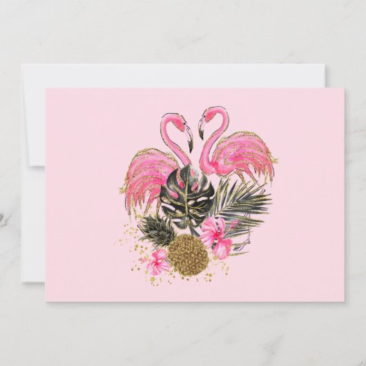 Tropische roze flamingo College Trunk Party Kaart (Achterkant)