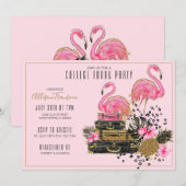 Tropische roze flamingo College Trunk Party Kaart (Voorkant / Achterkant)