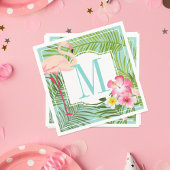 Tropische Roze Flamingo Custom Aqua Monogram Lette Servetten