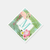 Tropische Roze Flamingo Custom Aqua Monogram Lette Servetten (Hoek)