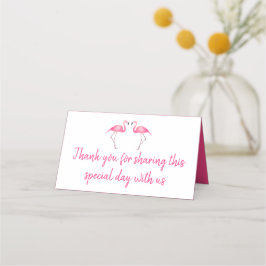 Tropische roze flamingo dank u bruiloft plaatskaartje
