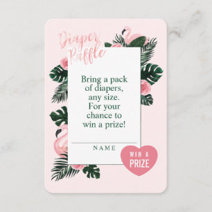 Tropische roze flamingo Diapers Raffle Enclosure Informatiekaartje