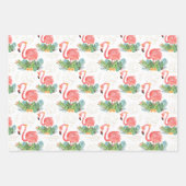 Tropische roze flamingo en bloemen inpakpapier vel (Voorkant)