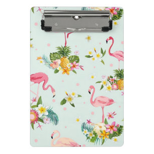 Tropische Roze Flamingo en Bloemmotief School Mini Klembord