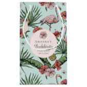 Tropische roze flamingo en Hibiscus Bachelorette Klein Cadeauzakje (Achterkant)