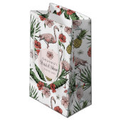 Tropische Roze Flamingo en Hibiscus Bruidsdiner Klein Cadeauzakje (Voorkant Gekanteld)