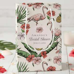 Tropische Roze Flamingo en Hibiscus Bruidsdouche Klein Cadeauzakje