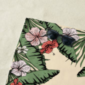 Tropische roze flamingo en hibiscus monogrammed strandlaken (In situ)