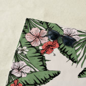 Tropische roze flamingo en hibiscus monogrammed strandlaken (In situ)