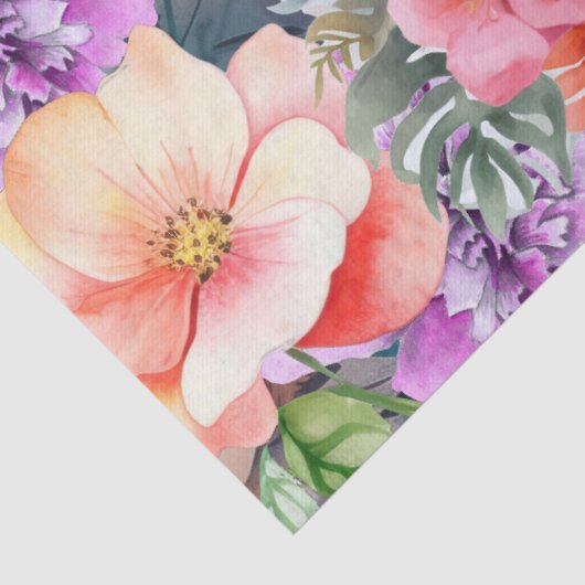 Tropische roze flamingo en Waterverf bloemen Tissuepapier (Detail)