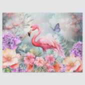 Tropische roze flamingo en Waterverf bloemen Tissuepapier (Voorkant)