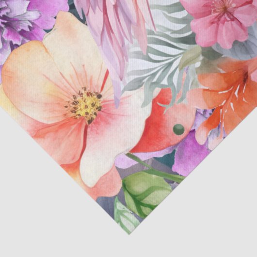 Tropische roze flamingo en Waterverf bloemen Tissuepapier (Detail)