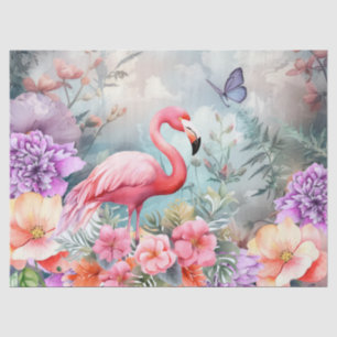 Tropische roze flamingo en Waterverf bloemen Tissuepapier