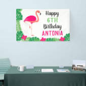 Tropische Roze Flamingo Gepersonaliseerde Verjaard Spandoek (Beurs)