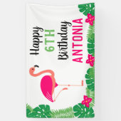Tropische Roze Flamingo Gepersonaliseerde Verjaard Spandoek (Verticaal)