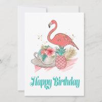 Tropische roze flamingo Gold Glitter Happy Birthda