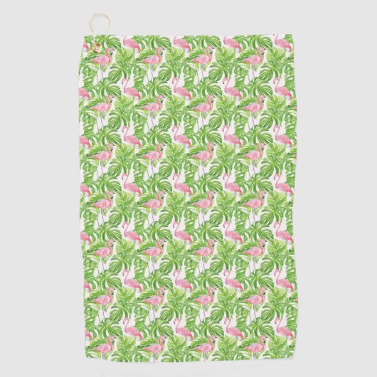 Tropische Roze Flamingo Golfhanddoek (Voorkant)
