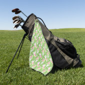 Tropische Roze Flamingo Golfhanddoek (Groen)