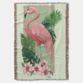 Tropische Roze Flamingo Groene Palmbladeren Lelie Deken (Voorkant Verticaal)