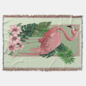 Tropische Roze Flamingo Groene Palmbladeren Lelie Deken (Voorkant)