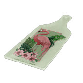 Tropische Roze Flamingo Groene Palmbladeren Lelie Snijplank (Hoek)
