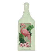 Tropische Roze Flamingo Groene Palmbladeren Lelie Snijplank (Voorkant)