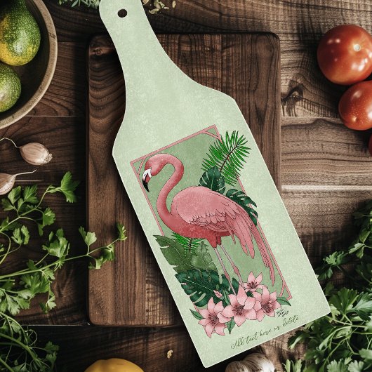 Tropische Roze Flamingo Groene Palmbladeren Lelie Snijplank