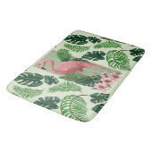 Tropische Roze Flamingo Groene Palmbladeren Lelies Badmat (Gekanteld)