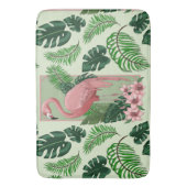 Tropische Roze Flamingo Groene Palmbladeren Lelies Badmat (Voorkant Verticaal)