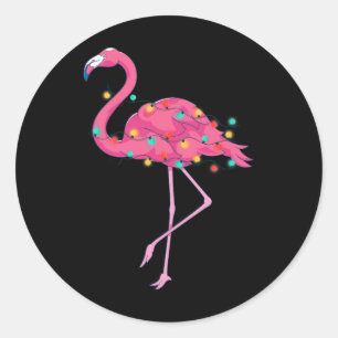 Tropische Roze Flamingo Hawaii Zomer Kerstmis Ronde Sticker