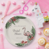 Tropische Roze Flamingo Hibiscus Bruidsdiner Papieren Bordje (Feest)