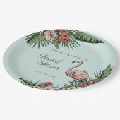 Tropische Roze Flamingo Hibiscus Bruidsmeisjesfees Papieren Bordje (Gekanteld)