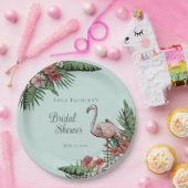 Tropische Roze Flamingo Hibiscus Bruiloftsfeest Papieren Bordje (Feest)