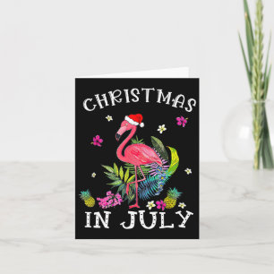 Tropische roze flamingo kerst in juli zomer 1 kaart