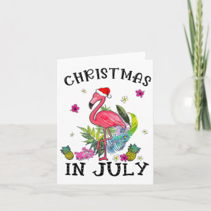 Tropische roze flamingo kerst in juli zomer kaart
