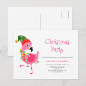 Tropische roze flamingo kerstfeest uitnodiging (Voorkant / Achterkant)