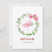 Tropische Roze Flamingo Kerstkaart (Voorkant)