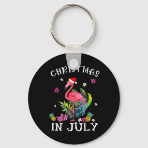 Tropische Roze Flamingo Kerstmis In Juli Zomer 1  Sleutelhanger