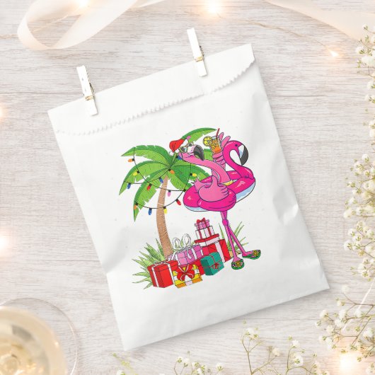 Tropische Roze Flamingo Kerstmis in Juli Zomer Pa Bedankzakje (Geknipt)