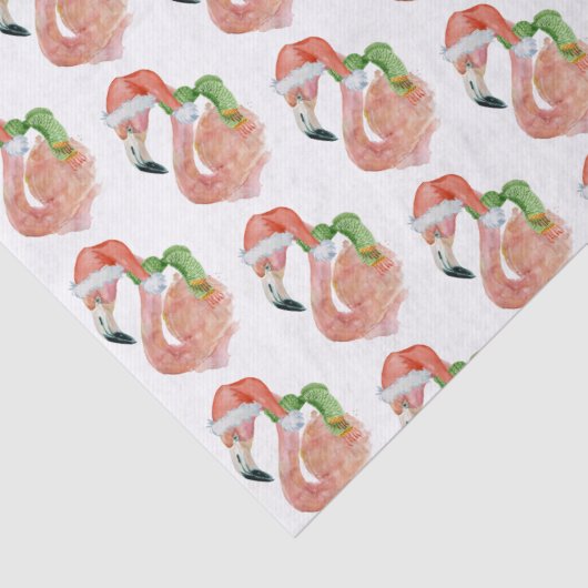 Tropische Roze Flamingo Kerstmis Kerstman Hoed Tissuepapier (Detail)