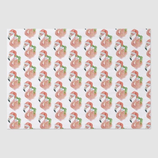 Tropische Roze Flamingo Kerstmis Kerstman Hoed Tissuepapier (Voorkant)